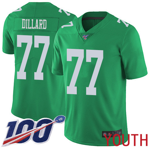 Youth Philadelphia Eagles #77 Andre Dillard Limited Green Rush Vapor Untouchable NFL Jersey 100th Season->youth nfl jersey->Youth Jersey